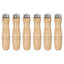 Lot de 6 poignées de limes ergonomiques en bois à trou rond avec collier en métal pour limes de 12 pouces