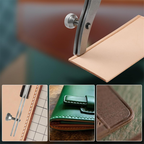 Adjustable Edge Creaser for Leather Crafting and Working Tools, Stainless Steel with Black Walnut Handle A 2