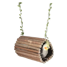 Secchio di rami Nido di uccelli Giocattolo Altalena per pappagalli Trespolo Supporto in legno Forniture Gabbia Tunnel sospeso Letto
