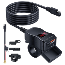Motorrad-USB-Ladegerät, Dual-Typ-C-PD und Quick Charge 3.0-Telefonladegerät mit Voltmeter-Ein-/Ausschalter