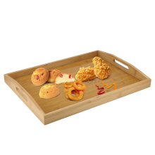 Holztablett mit Griffen, Wohnzimmer-Couchtisch-Fußhocker-Tablett, übergroße Abendessen-Frühstücksdekoration