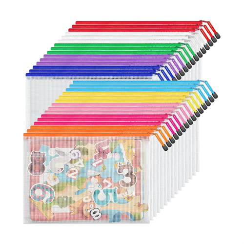 Pochettes à documents en maille à fermeture éclair, format A4, 10 couleurs, étanches, 30 pièces 1