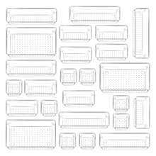 25 stuks kunststof lade-organizers, 4 maten, transparante organizers voor badkamer, kaptafel, cosmetica, serviesgoed
