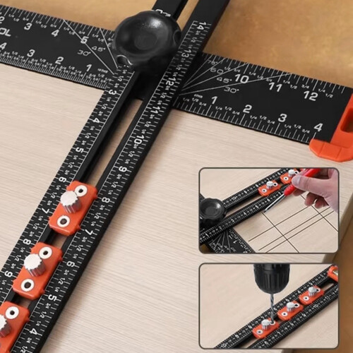 Règle d'angle de haute précision, outil de mesure de type T à coupe croisée, 35 cm 2