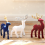 2 weiße Weihnachtsanhänger, Baumschmuck, Hirsch 3