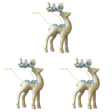3-teilig Champagner Weihnachtsschmuck Baumschmuck Glitzer Hirsch