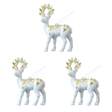 3-teiliger silberner Weihnachtsschmuck Baumschmuck Glitzer Hirsch