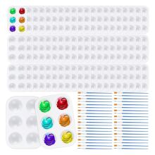 Pinsel-Palette-Set, 100 Stück, Nylonpinsel, 50 Stück Tablett aus Kunststoff für Kunstmalerei