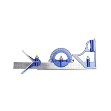 Règle carrée à angle droit de 300 mm, outil de mesure multi-combinaison, rapporteur, travail du bois, bleu