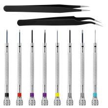8-teiliges Mini-Präzisions-Uhrenschraubendreher-Set mit zwei zusätzlichen Pinzetten für Uhren, Brillen, Elektronikarbeiten, Schmuckreparatur