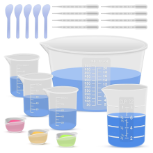 Messbecher zum Mischen von Silikonharz für Verbrauchsmaterial, 600 ml/20 oz Schüssel, 250 & 100 ml verdickt, wiederverwendbar