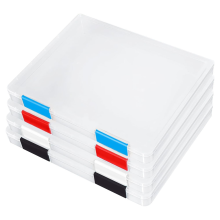 4-pack A4-archiefdoos, doorzichtige plastic documentenopbergdoos, voor briefpapier van 8,5 x 11 inch, voor tijdschriften