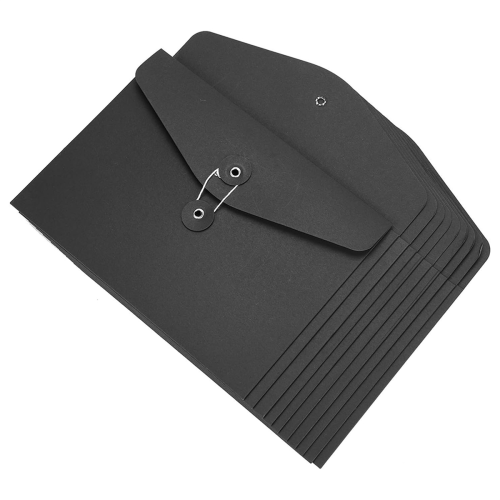 10Pcs Kraft String Envelope File Folders A5 Letter Size Document Organizer for Office School Black 2