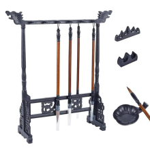 Chinese Calligraphy Brush Holder - 12-Pin Plastic Frame with Carved Design for Sumi Painting and Japanese