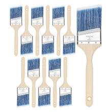 Pennelli per pittura, 3 pollici, confezione da 12, manico in legno trattato angolato, pennelli per pareti, parete