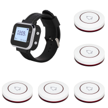 Drahtloses Anrufsystem 5 Tischruftastensender 1 Uhr Pager, Restaurant Kellnerservice Glocke Summer C