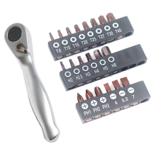 Mini chiave a bussola spinosa da 1/4 con cacciavite rapido positivo e inverso, set multifunzione con fiore di prugna esagonale interno
