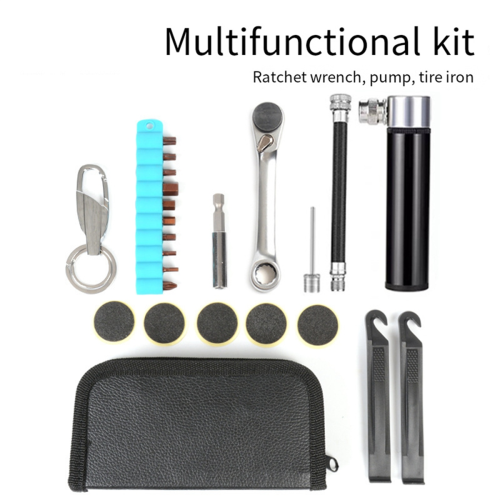 Bicycle Repair Tools Ratchet Socket Wrench Tire Pry Pump Multi-Function Tool Kit Accessories 2