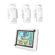 Wetterstation Wecker Thermometer Hygrometer Touchscreen Kabelloser Außensensor Sonnenaufgang Sonnenuntergang Hygrothermograph