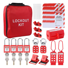 Lockout-Tagout-Kit, Elektrik-Kit mit Leistungsschalter-Verriegelung, Haspen, Lock-Out-Tags, mehrpolig