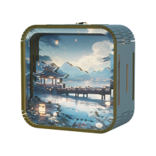 Handberührung Cartoon DIY Holz Stereo Atmosphäre Lichter Abschlussfeier Saison Geschenke Nachtlicht Geschenke,D