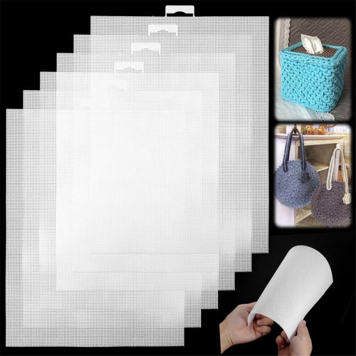 6 Pieces Plastic Canvas Sheets, Embroidery Eyelet Nets, Mesh Sheets for DIY Handmade Knitting Projects 2