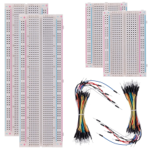 Kit breadboard senza saldatura 2 pezzi 830 punti di collegamento + 2 pezzi 400 set 65 pezzi cavi di collegamento flessibili