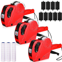 3er-Pack 8-stellige Preisschilder – Preisetiketten-Set mit 30 Etikettenrollen und 9 Tintenrollen, rot