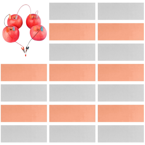 20pcs Pure Zinc Anode Sheet, High Purity Copper Electrode Sheet for Fruit Power 2