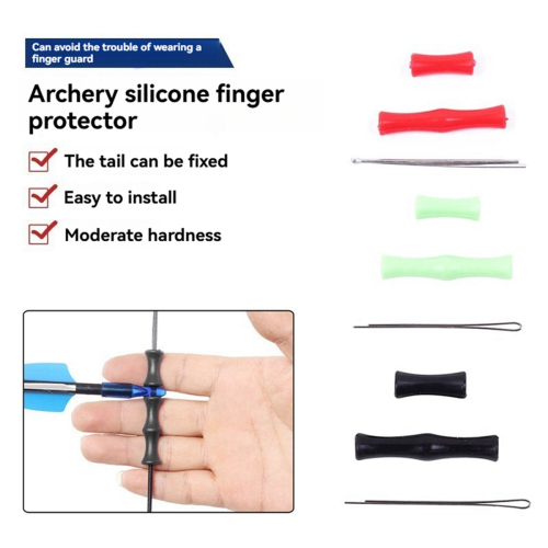 15 Set Bow Finger Guard Silicone Rubber Archery Protective Take Without Green 2