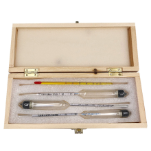 Accurate Alcoholmeter Concentration Meter Wine Measuring Tool Set Vodka Whiskey Hydrometer in Wooden Box