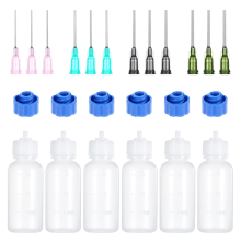 Lot de 6 flacons compte-gouttes souples en plastique de 30 ml, avec embouts émoussés de calibre 14, 16, 18 et 20 mm pour colle