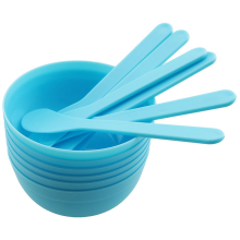 6-teiliges blaues DIY-Kleber-Rührschüssel-Set mit Löffeln für Schleim, PP-Kunststoff, wiederverwendbare Schüsseln