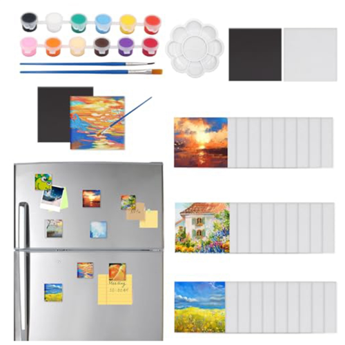 30 Pcs 2.6 Inch Mini Magnetic Canvas Panel, Painting Panel with Set Square 2