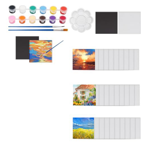 30 Pcs 2.6 Inch Mini Magnetic Canvas Panel, Painting Panel with Set Square 1