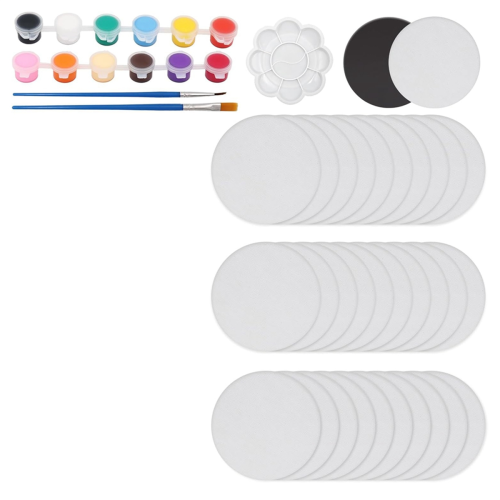 30 Stück 2,6 Zoll Mini-Magnet-Leinwand-Panel, Malpanel mit Set rund