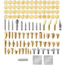 112-teiliges Holzbrennspitzen-Brandmalerei-Set, einschließlich Buchstaben- und Zahlensymbol für Brenner