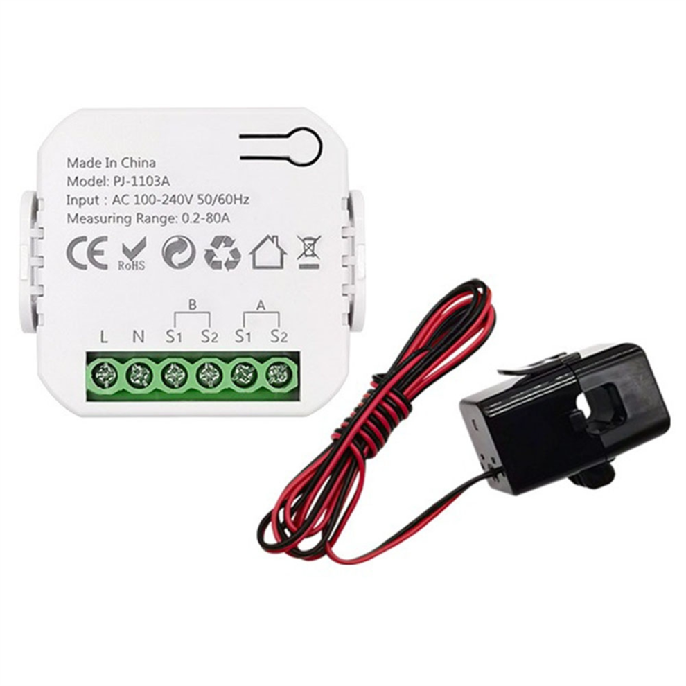 Tuya Smart Life Moniteur d'énergie Wi-Fi bidirectionnel 1 canal avec application CT Clamp