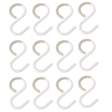 Confezione da 12 ganci a S, a forma di gancio, con collo flessibile, per una facile torsione, cucina, bagno, bianco
