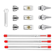 Airbrush-spuitpistoolreinigings- en reparatieset met roestvrijstalen naaldborstels (0,2 mm, 0,3 mm, 0,5 mm spuitmond)