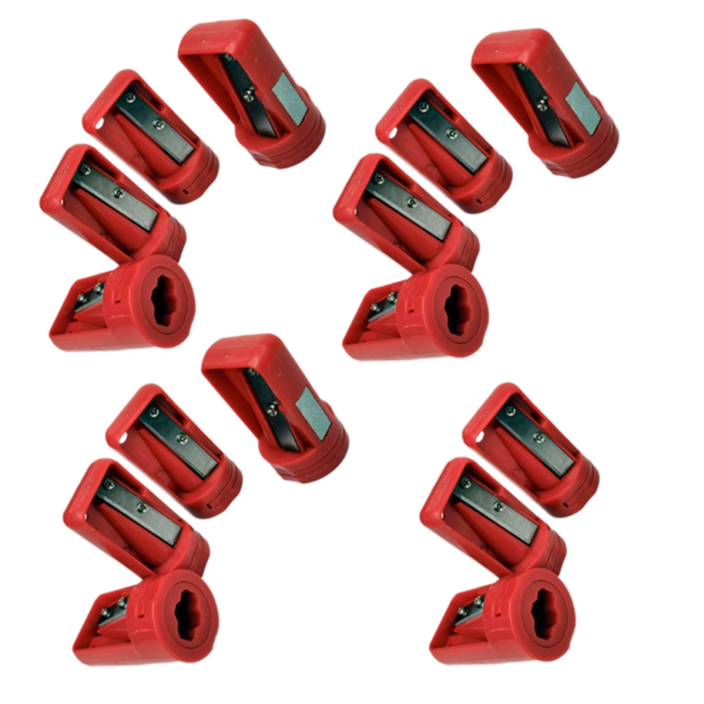 15 stuks achthoekige timmermanspuntenslijper, vierkant, ovaal, handleiding, rood