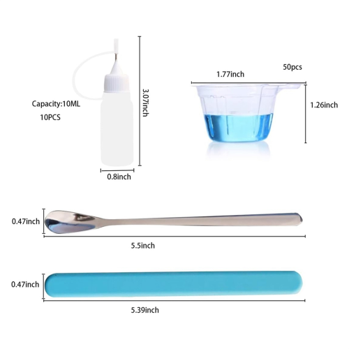Epoxy Mixing Cups Tool Kit,10Pcs 10ML Precision Tip Applicator Bottles,50PCS 40ML Disposable Measuring 2