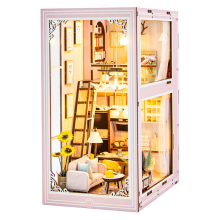 DIY Book Nook Kit Miniatur Puppenhaus mit LED-Licht 3D Puzzle Modellbau Holz Bücherregal Geburtstagsgeschenk