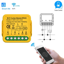 Tuya Smart WiFi RF433 Vorhang Schalter Modul Steuerung für Elektrische Rollladen Blind Motor Funktioniert mit