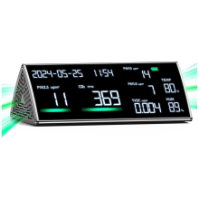 Luftqualitätsmonitor - TVOC, PM2.5, PM1.0, PM10, Temperatur-, Feuchtigkeits- und Zeitanzeige Metalloberflächen-Lufttester