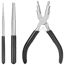 Drahtschleifenwerkzeug, Dorn und 6-in-1-Bügelzange zum Verpacken von Schmuck, zum Formen von Sprüngen, Schwarz