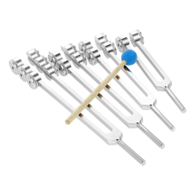 Set di 4 diapason 32/48/64/128 Hz con martello per test del sistema nervoso, terapia di guarigione del suono, assistenza sanitaria
