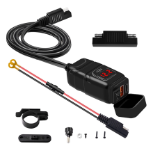 Aangepaste autolader PD+QC3.0 snellaadadapter met waterdichte schakelaar, digitale motoraccessoires
