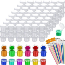 150 stuks verfpot met deksel en 50 stuks penselen, 0,17 oz lege containerdeksels, voor kinderen, klaslokalen, scholen en kunst