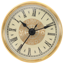 Insert d'horloge à quartz de 70 mm, mouvement rond, chiffres romains miniatures, adapté au trou de 61 mm/3,1 pouces de diamètre B